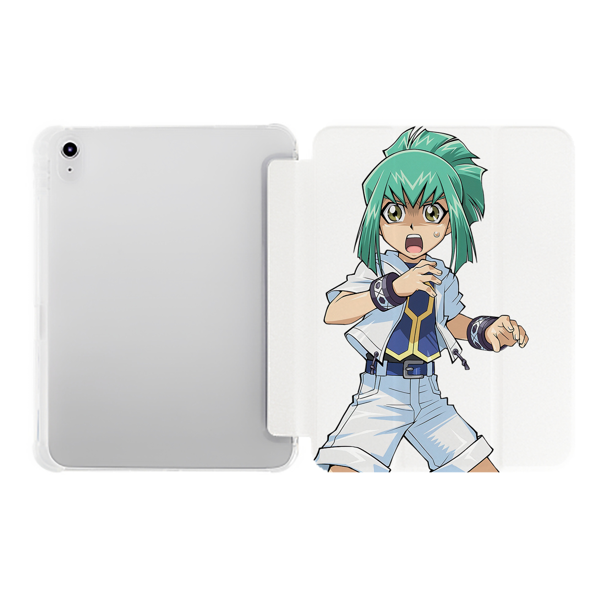 （画像用） 遊☆戯☆王 Yu-Gi-Oh! IPad ケース ペン収納付き 三つ折りスタンド PUレザー×シリコン 対応機種9.5/10.5/10.9インチ